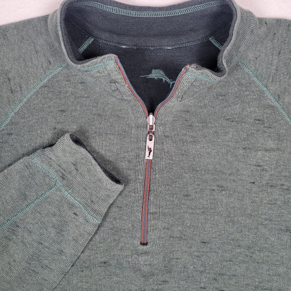 Tommy‎ Bahama Flipview Reversible Half Zip Sweater Cotton Blend Mens XXL Green